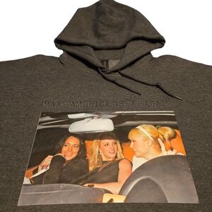 >READ< ICONIC PIC Britney Lindsay Paris Custom Charcoal Grey Hoodie XL UNISEX